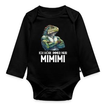 Grüner Leguan Reptilien Ich höre immer Mimimi - Baby Bio-Langarm-Body - Schwarz - Vorne
