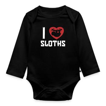 I love Sloths Brown-Throated Pilosa Folivora - Organic Longsleeve Baby Bodysuit - black - Front
