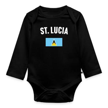 St Lucia Flag - Organic Longsleeve Baby Bodysuit - black - Front