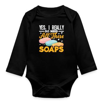 Oui, j’ai besoin de ces savons pour la fabrication de savon - Body Bébé bio manches longues - noir - Devant