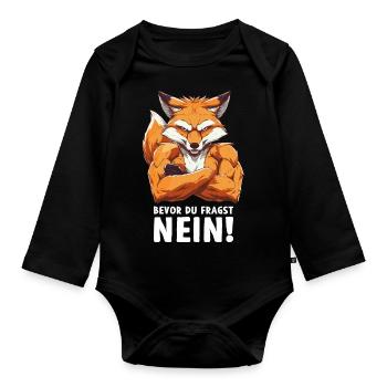 Renard, Forêt, Animal, Nature Sauvage Avant de demander Non - Body Bébé bio manches longues - noir - Devant