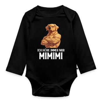 Chien Chiens Je n’entends que Mimimi - Body Bébé bio manches longues - noir - Devant
