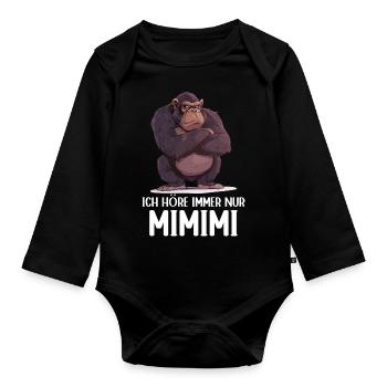 Gorille Singe Singe Gorilles J’entends Mimimi - Body Bébé bio manches longues - noir - Devant