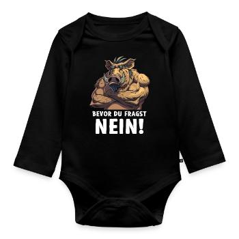 Sanglier avant de demander Forêt sauvage - Body Bébé bio manches longues - noir - Devant