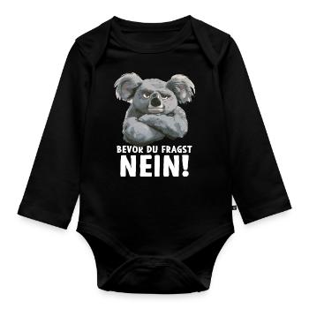 Koala mignon Koala ours avant que je demande non - Body Bébé bio manches longues - noir - Devant