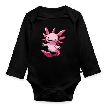 Cute Kawaii Axolotl for Axolotl Fans - Organic Longsleeve Baby Bodysuit - black - Front