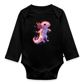 Axolotl magique lumineux avec électricité - Body Bébé bio manches longues - noir - Devant