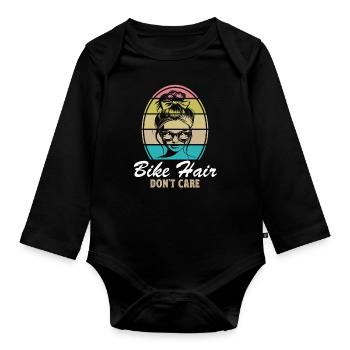 Cheveux de moto Je ne me soucie pas Moto Motard - Body Bébé bio manches longues - noir - Devant