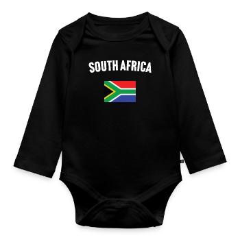 South Africa Flag - Organic Longsleeve Baby Bodysuit - black - Front