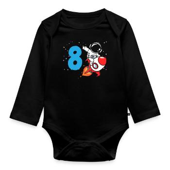 8ème anniversaire Garçons 8 ans Astronaute Anniversaire - Body Bébé bio manches longues - noir - Devant