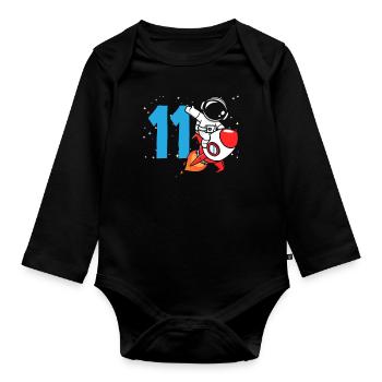 11. Geburtstag Jungen Astronaut Geburtstag - Baby Bio-Langarm-Body - Schwarz - Vorne