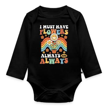 Flowers Beautiful Wedding Romantic - Organic Longsleeve Baby Bodysuit - black - Front