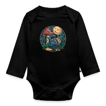 Fairycore Pilze Luna Moth - Baby Bio-Langarm-Body - Schwarz - Vorne