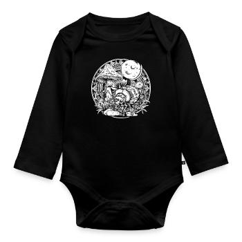 Fairycore Pilze Luna Moth - Baby Bio-Langarm-Body - Schwarz - Vorne