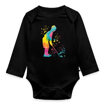 Golfer Colorsplash Golf miniature pour enfants - Body Bébé bio manches longues - noir - Devant