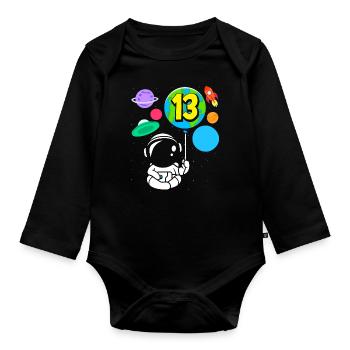 13. Geburtstag Jungen Astronaut Geburtstag - Baby Bio-Langarm-Body - Schwarz - Vorne