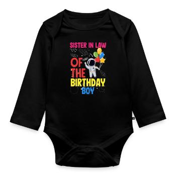 Anniversaire des enfants Membres de la famille des astronautes - Body Bébé bio manches longues - noir - Devant
