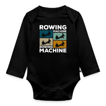 Rowing Machine Sports Endurance Rowing Training - Organic Longsleeve Baby Bodysuit - black - Front