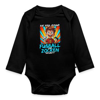 Football and Gaming Birthday Boy 5 Years - Organic Longsleeve Baby Bodysuit - black - Front