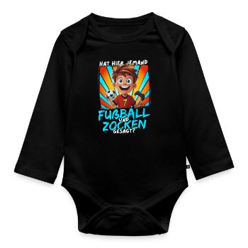 Football et jeux d’argent Anniversaire garçon 7 ans - Body Bébé bio manches longues - noir - Devant