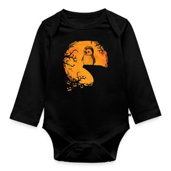 Pingouin Halloween Effrayant Amoureux des pingouins - Body Bébé bio manches longues - noir - Devant