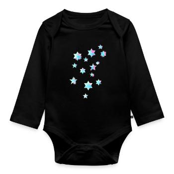 Sterne,bunt,Zeichnung,Graffiti,Malerei - Baby Bio-Langarm-Body - Schwarz - Vorne