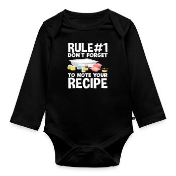 Règle numéro 1 : N’oubliez jamais votre recette - Body Bébé bio manches longues - noir - Devant
