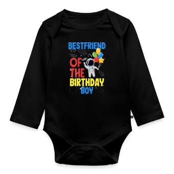 Anniversaire des enfants Membres de la famille des astronautes - Body Bébé bio manches longues - noir - Devant