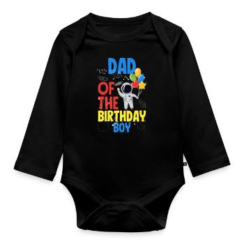 Anniversaire des enfants Membres de la famille des astronautes - Body Bébé bio manches longues - noir - Devant