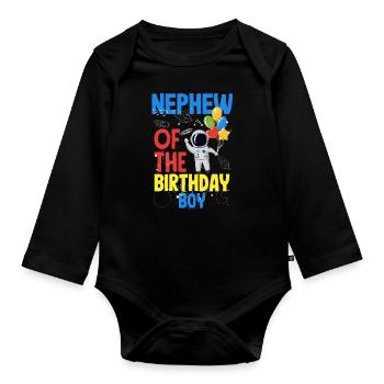 Anniversaire des enfants Membres de la famille des astronautes - Body Bébé bio manches longues - noir - Devant