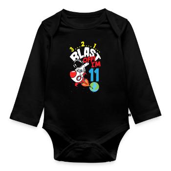 11. Geburtstag Jungen Astronaut Geburtstag - Baby Bio-Langarm-Body - Schwarz - Vorne
