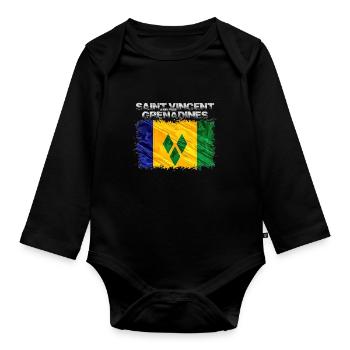 St. Vincent und die Grenadinen - Baby Bio-Langarm-Body - Schwarz - Vorne