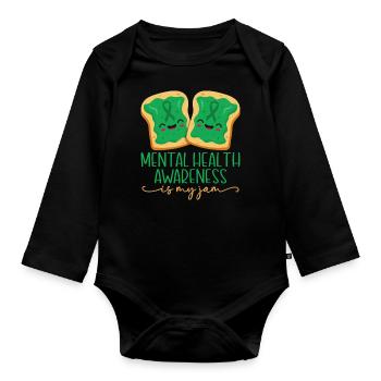 Mental Health Awareness Is My Jam - Organic Longsleeve Baby Bodysuit - black - Front