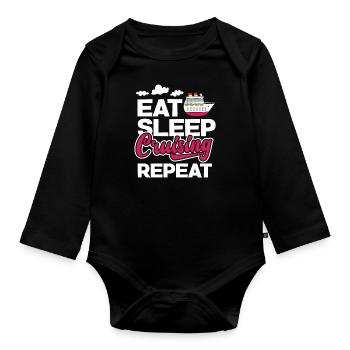 Eat Sleep Cruising Repeat Perfect Leisure Time - Organic Longsleeve Baby Bodysuit - black - Front