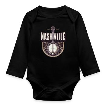 Banjo Gitarre Bluegrass Musik Nashville - Baby Bio-Langarm-Body - Schwarz - Vorne