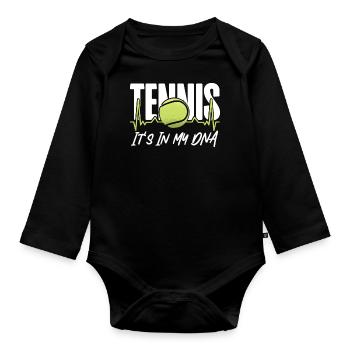 Drôle de joueur de tennis Raquette Tennis - Body Bébé bio manches longues - noir - Devant