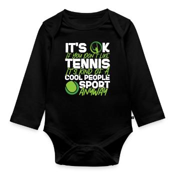 Funny Tennis Player Racket It's Ok - Baby Bio-Langarm-Body - Schwarz - Vorne