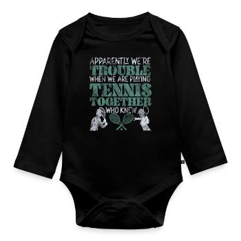 Drôle de joueur de tennis raquette amis - Body Bébé bio manches longues - noir - Devant