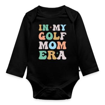 In My Golf Mom Era Groovy Retro - Organic Longsleeve Baby Bodysuit - black - Front