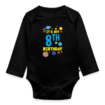 8ème anniversaire Garçons 8 ans Astronaute Anniversaire - Body Bébé bio manches longues - noir - Devant