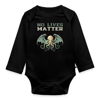 Cthulhu Lord and Savior Monster Horror T-Shirt - Baby Bio-Langarm-Body - Schwarz - Vorne