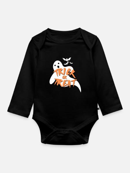 Halloween / Süßes oder Saures - Baby Bio-Langarm-Body - Schwarz