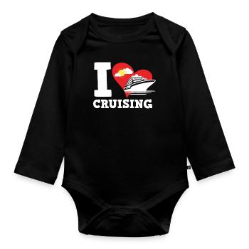 J’aime les croisières avec du cœur - Body Bébé bio manches longues - noir - Devant