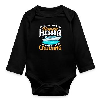 It's always happy hour at cruising - Organic Longsleeve Baby Bodysuit - black - Front