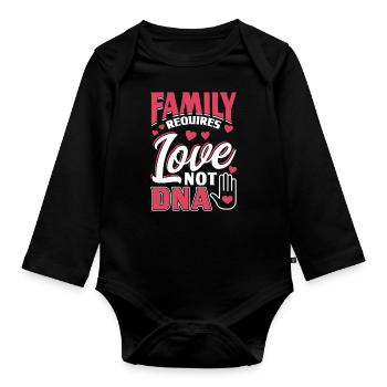 Familie Braucht Liebe, Nicht DNA - Adoption - Baby Bio-Langarm-Body - Schwarz - Vorne
