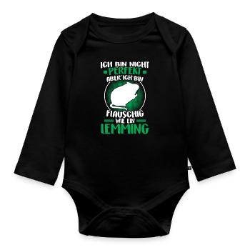 Lemming Not Perfect Vole Lemming - Organic Longsleeve Baby Bodysuit - black - Front