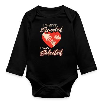 Ich Wurde Ausgewählt Adoption - Baby Bio-Langarm-Body - Schwarz - Vorne