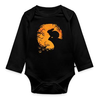 Drôle de lapin Halloween Silhouette - Body Bébé bio manches longues - noir - Devant