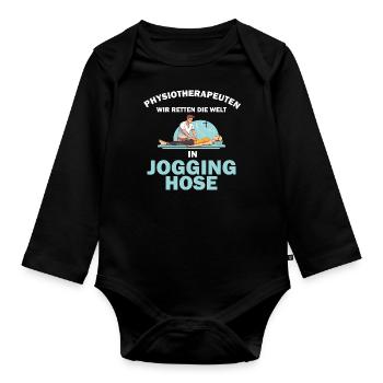 Physiotherapeut Geschenk Physio Physiotherapie - Baby Bio-Langarm-Body - Schwarz - Vorne