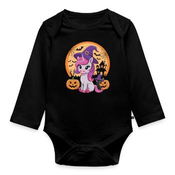 Zauberhaftes Halloween-Einhorn - Baby Bio-Langarm-Body - Schwarz - Vorne